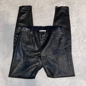 Leather look wax leggings